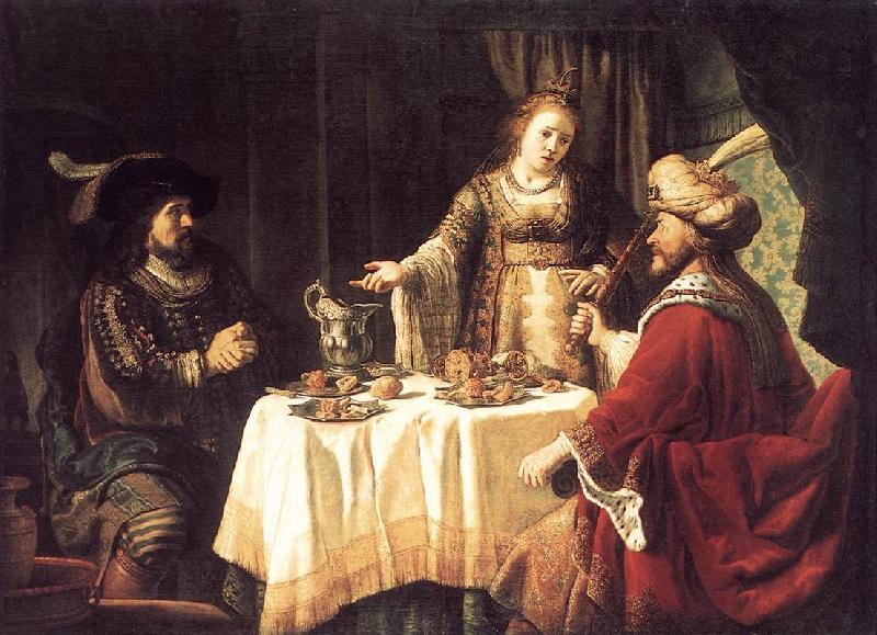 VICTORS, Jan The Banquet of Esther and Ahasuerus esrt oil painting image